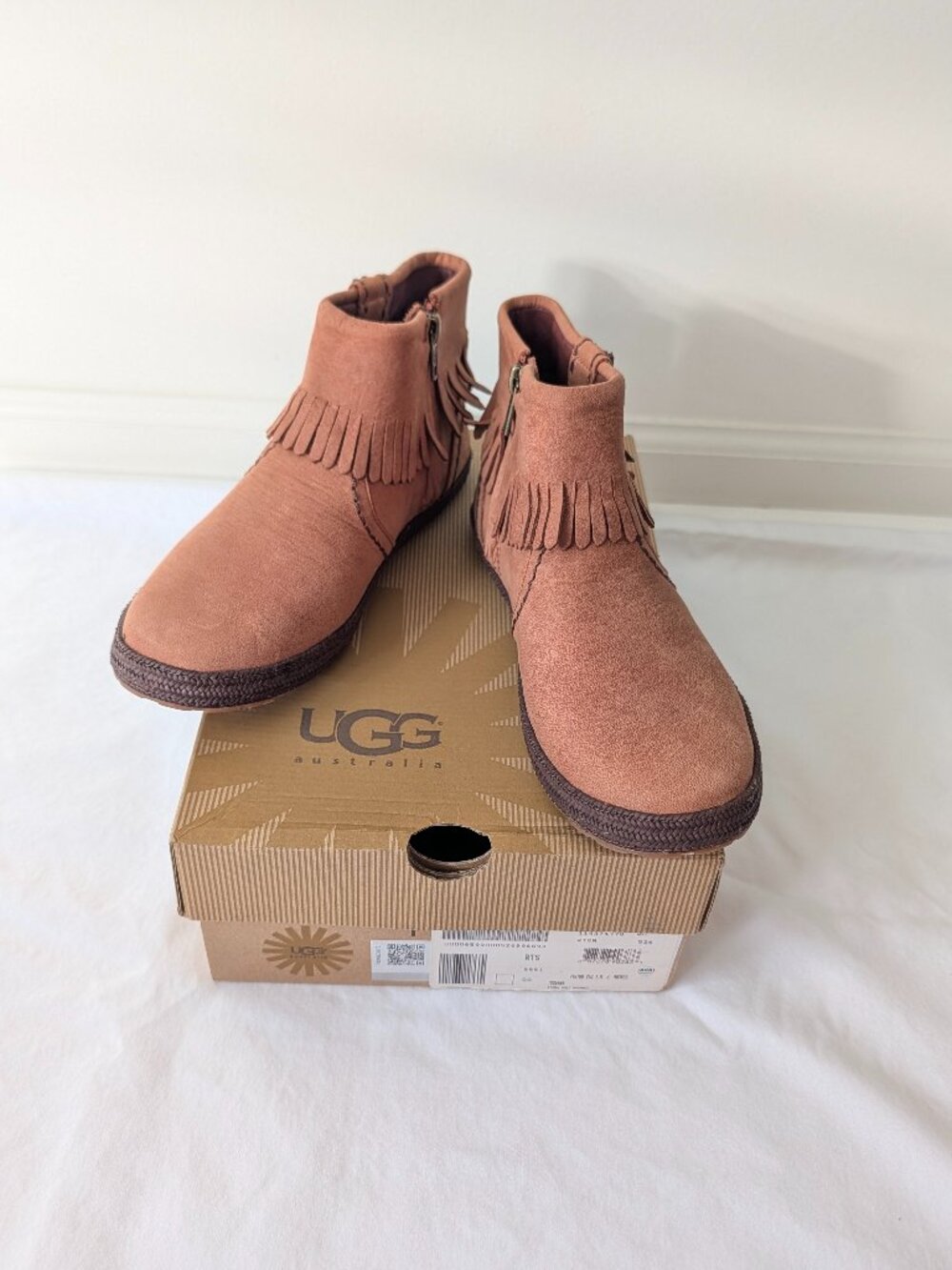 UGG Tiana Suede Fringe Ankle Boot Whiskey 7.5M New in Box